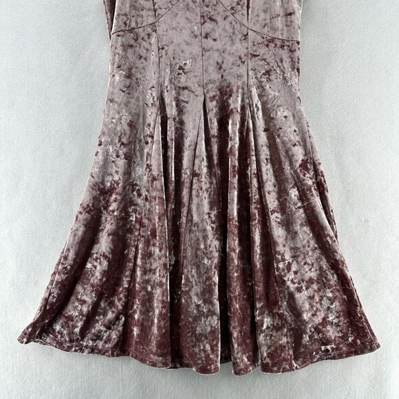 American Eagle Outfitters Dress Sz XS Crushed Velour Skater Mini Sleeveless Pink - Picture 4 of 12